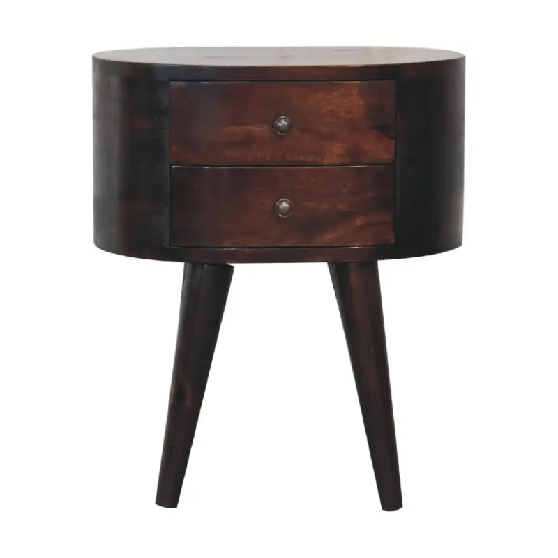 Fynd Walnut Rounded nightstand Table