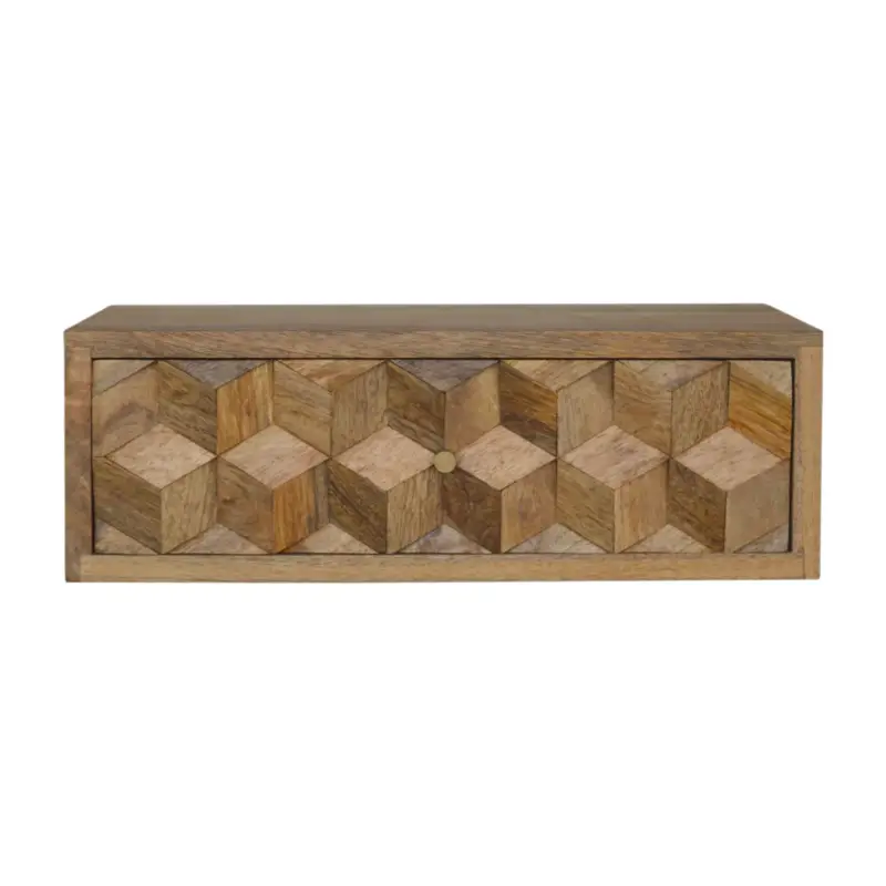 Floating Cube Carved Nightstand Begränsad tid