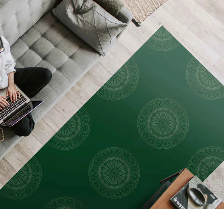 Grön mandala mönster matta Billigare