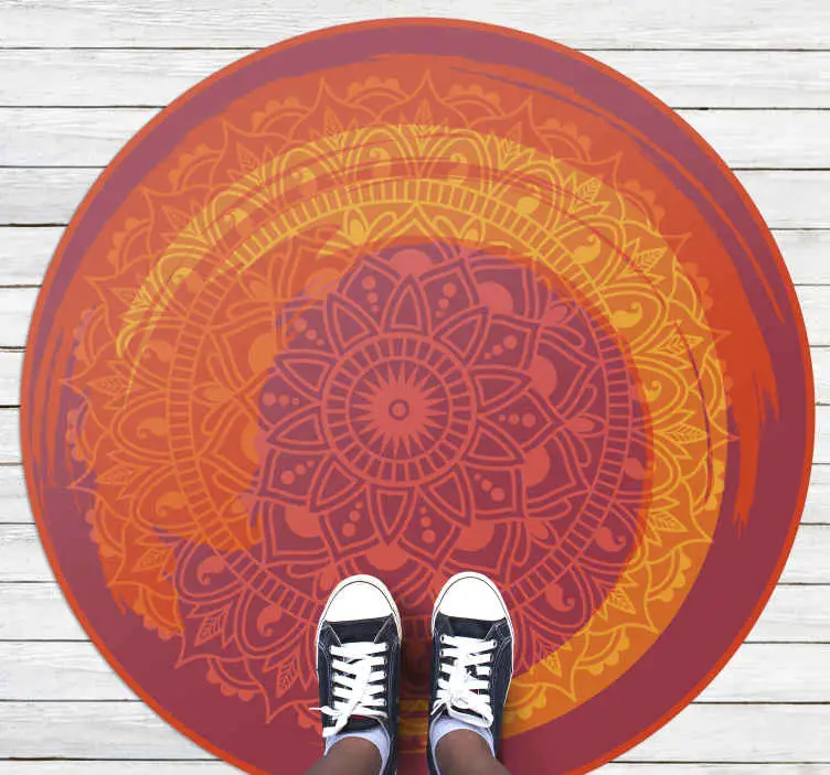 Begränsat antal Orange brinnande mandala matta