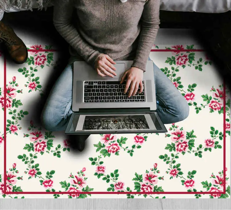 Vinylmatta blommor och växter med blommönster Outlet