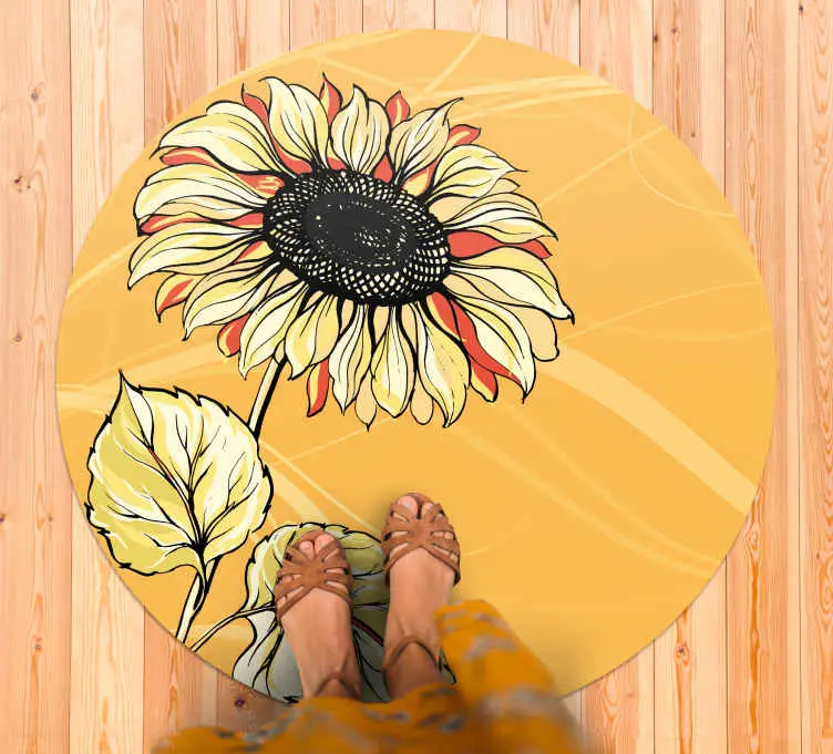 Erbjudande Ljus solrosblomma Vinylmatta blommor och växter