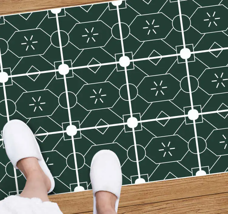 Geometriskt grönt arrangemang Vinylmatta kakeleffekt Populär