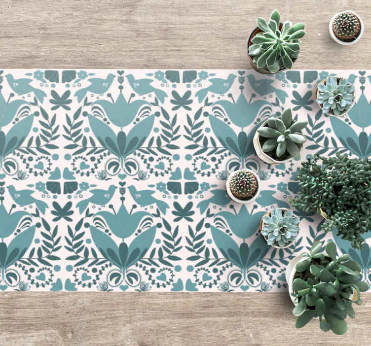 Blommigt fågelmönster Vinylmatta modern Reapris