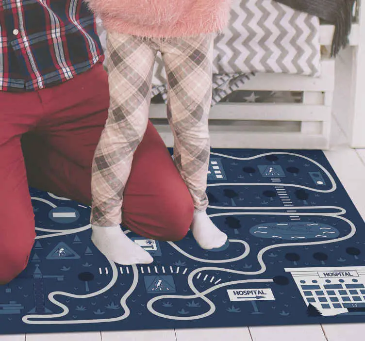 Nordisk blå väg baby matta Billig