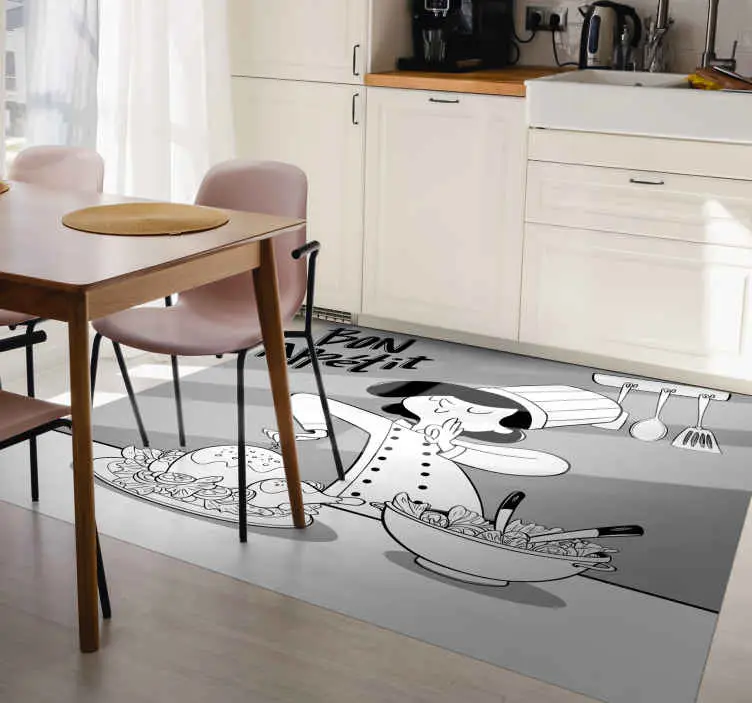 Tecknad kock illustration Vinylmatta Kök Lågt pris