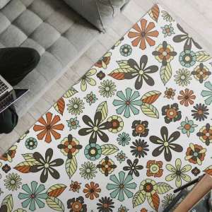 70-talet gröna blommor matta Nyhet