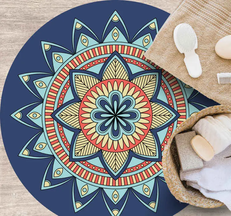 Kampanjpris Blå livfulla nyanser Vinylmatta Mandala