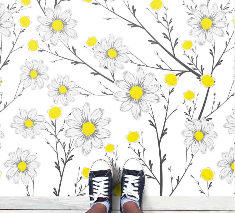 Rabatter Gult blommönster Vinylmatta blommor och växter