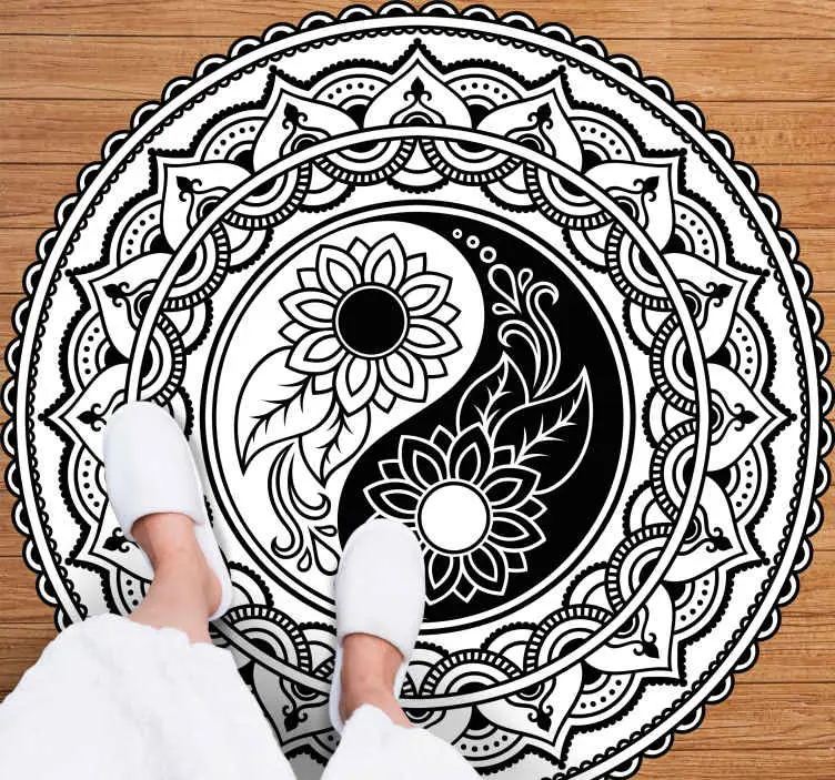 Nedsatt pris Yin yang solrosor Vinylmatta Mandala