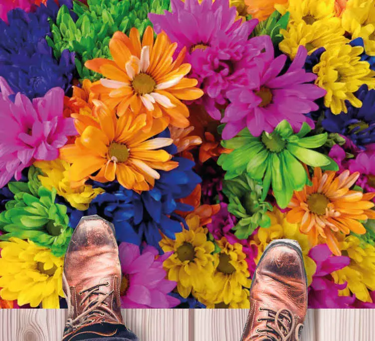 Färgglad blomsteruppvisning Vinylmatta blommor och växter Utförsäljning