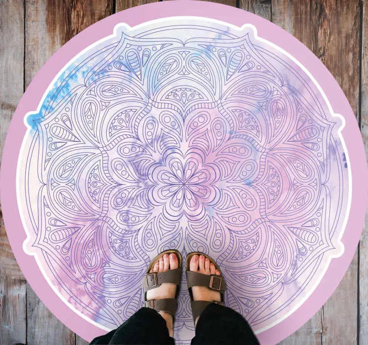 Köp online Pastellrosa blommig Vinylmatta Mandala
