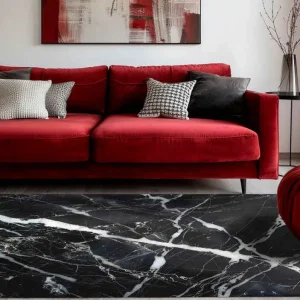 Vita nyanser marmor Vinylmatta svart Säker betalning