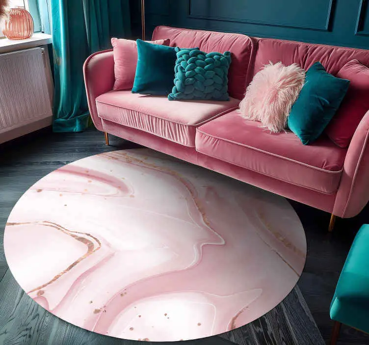 Fynd Runda rosa och vita färger vinylmatta i marmor