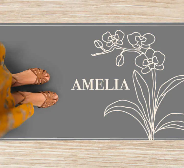 Elegant blommig personlig Vinylmatta namn Nedsatt pris