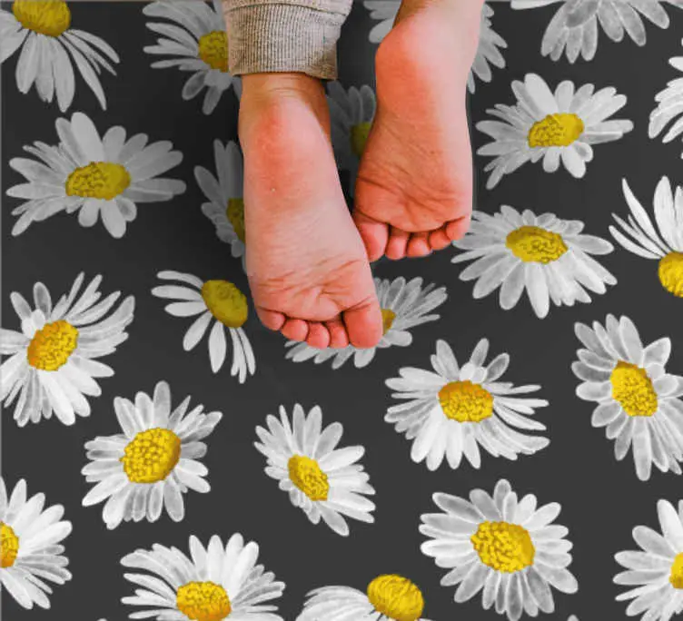 Lägg i varukorgen Prästkragegrått motiv Vinylmatta blommor och växter