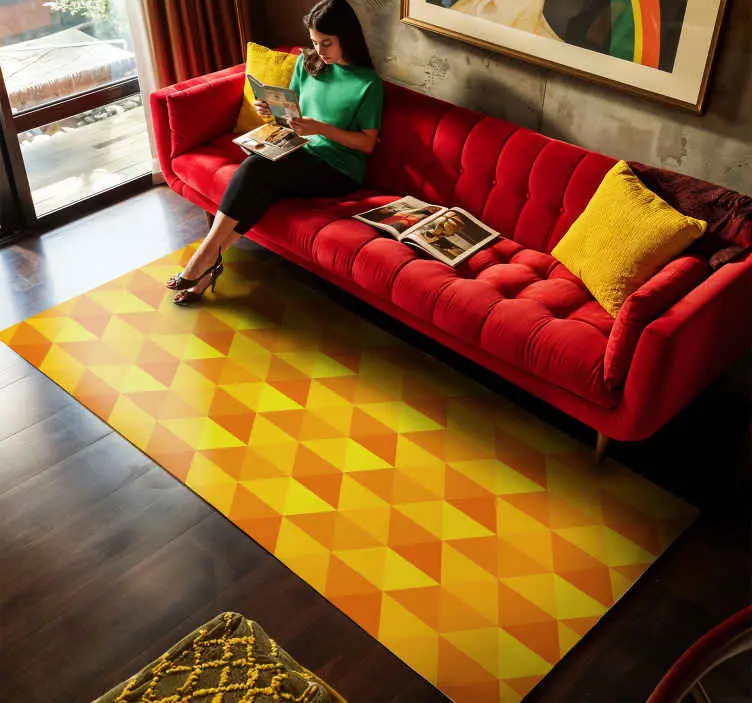 Geometriska trianglar design Vinylmatta Gul Sänkt pris