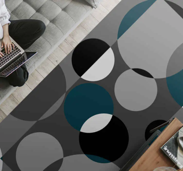 Rutor och cirklar nordisk vinylmatta Rabatt