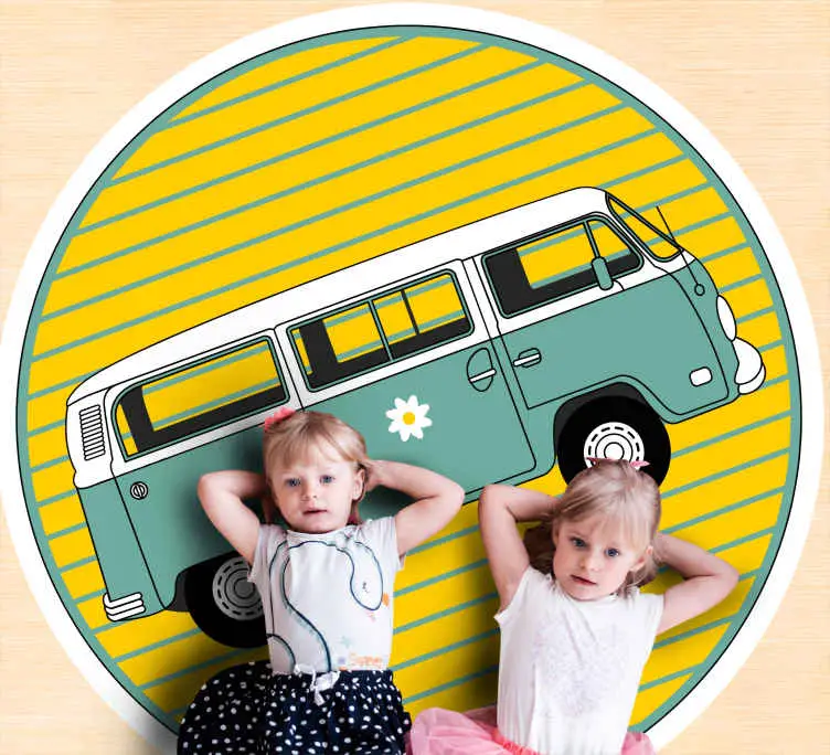 Premium Minibuss med ränder retro matta