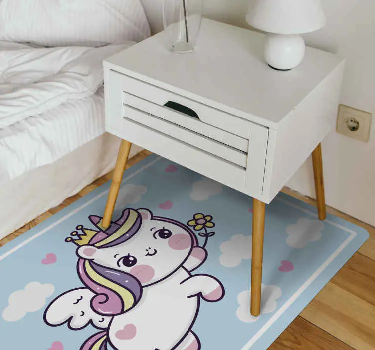 Baby enhörning på regnbåge barn leka matta Premium