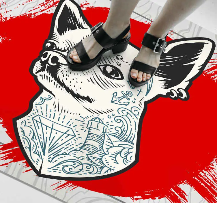 Fri frakt Punk hund djur vinyl matta