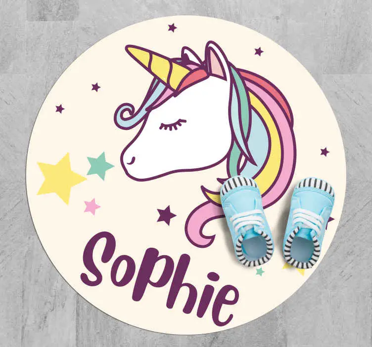 Lägg i varukorgen Unicorn bakgrundsdesign med namn personlig vinyl matta