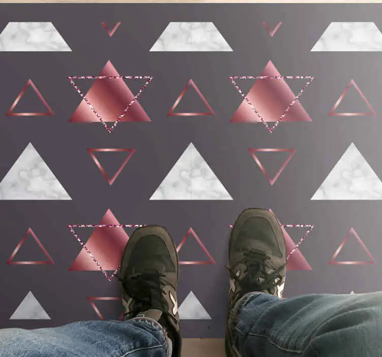 Rosa och grå trianglar Vinylmatta geometrisk Fynd