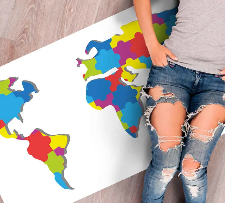 Kampanj Färgglad global design Vinylmatta Världskarta