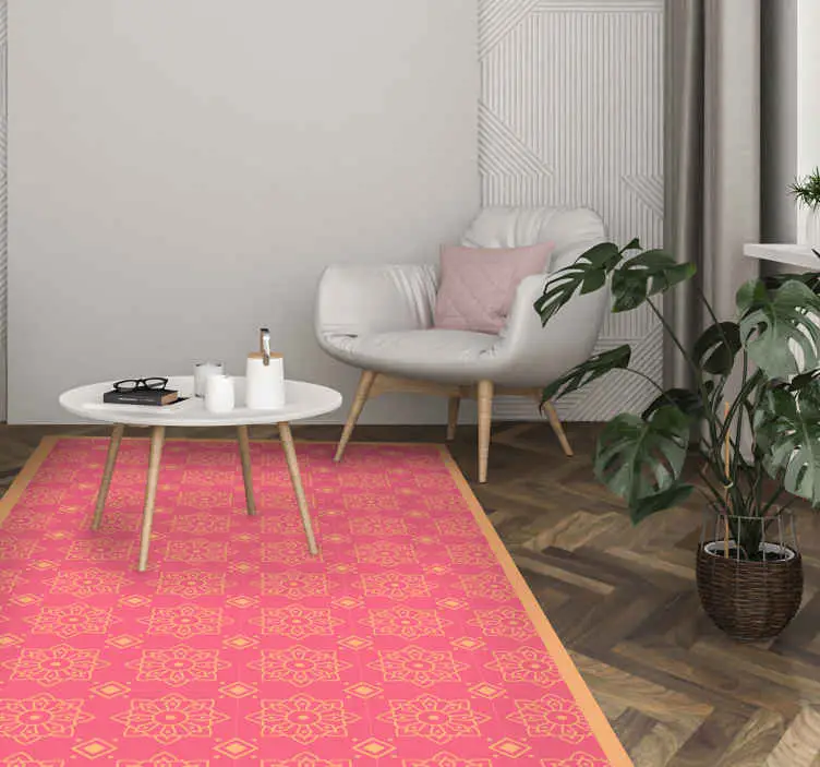 Snabb leverans Sofistikerade rosa kakelplattor Vinylmatta Vardagsrum