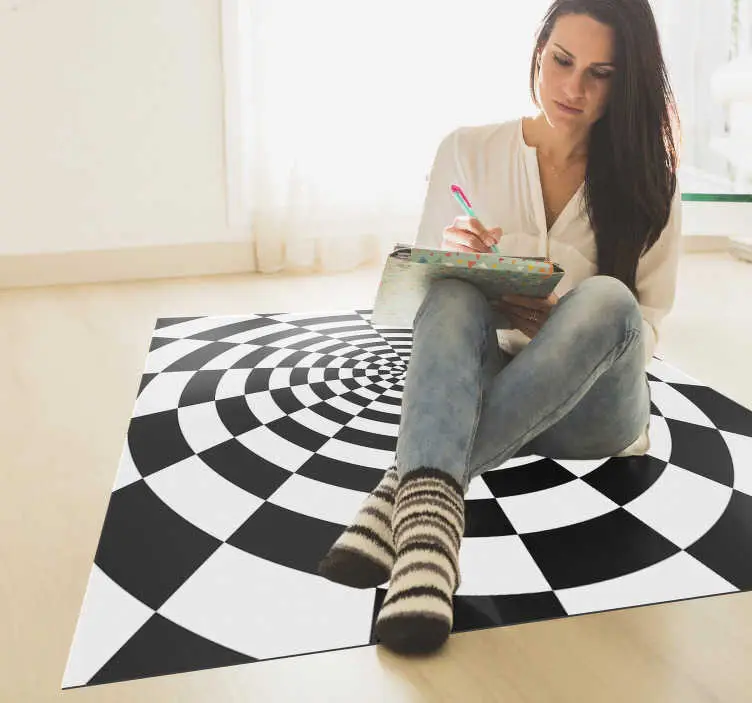 Svartvita rektangulära geometriska vinylmattor Köp online