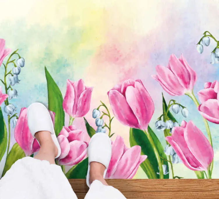 Billig Tulpanmålning blommamatta