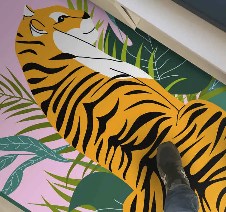 Tigerrosa vävt matta med djurtryck Kampanjpris