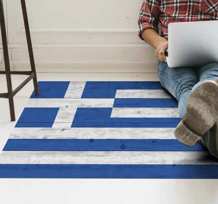Expressleverans Trä grekisk flagga vinyl matta