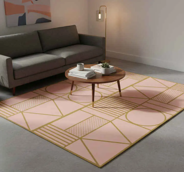 Kampanjpris Vinylmatta textur i guld och rosa block
