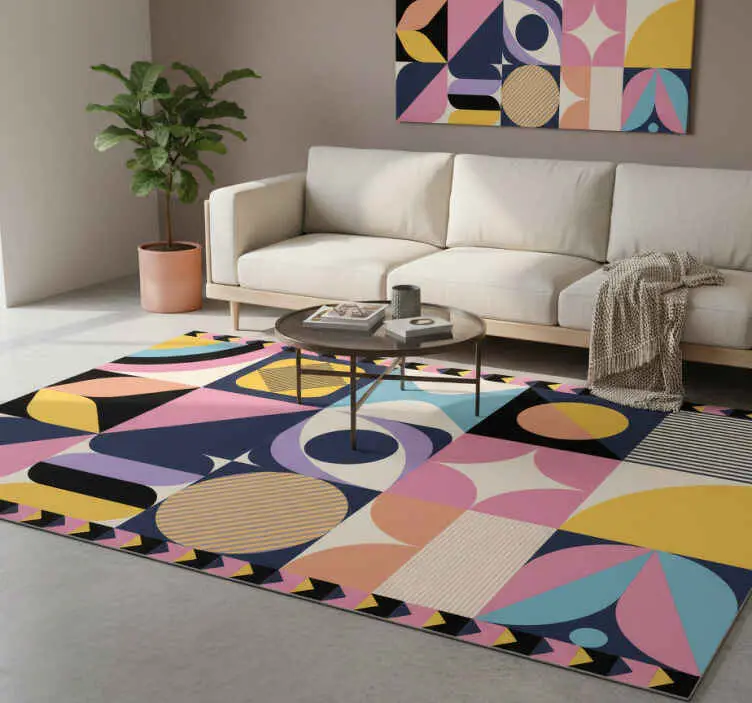 Vinylmatta geometrisk flerfigursmålning Kampanjpris