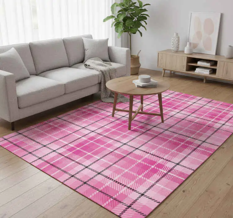 Vinylmatta årgång rosa och svart rutmönster Lägg i varukorgen