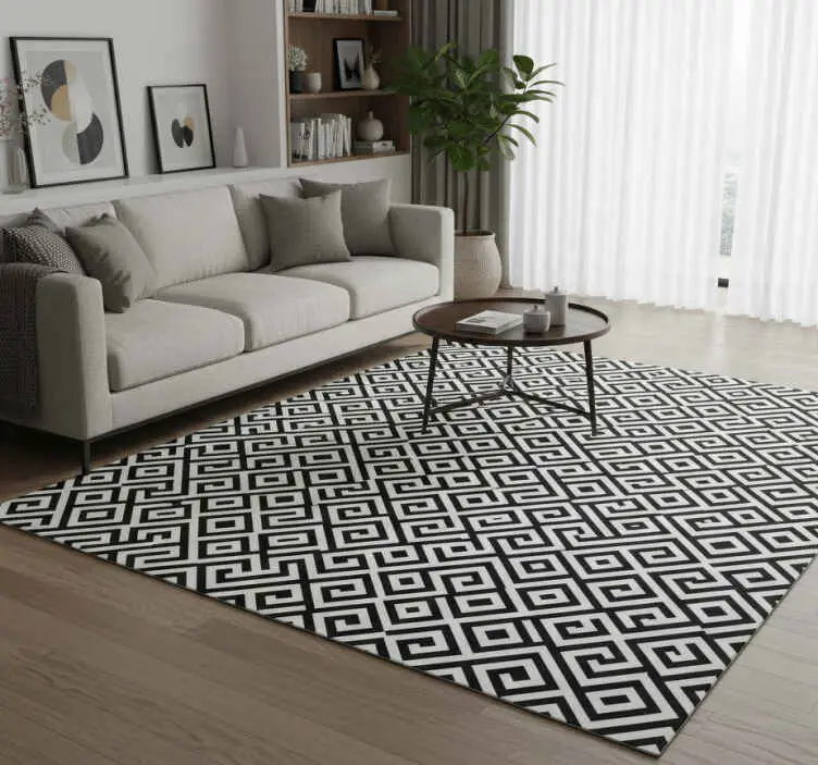 Fynd Vinylmatta scandinaviska svartvit geometrisk mönster