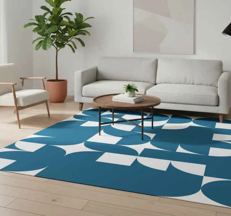 Kundfavorit Vinylmatta modern blå cirkel geometrisk mönster