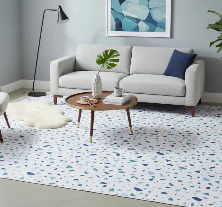 Vinylmatta textur blå nyanser terrazzo Expressleverans