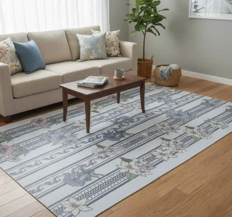 Sänkt pris Vinylmatta årgång blommig vintage randdesign