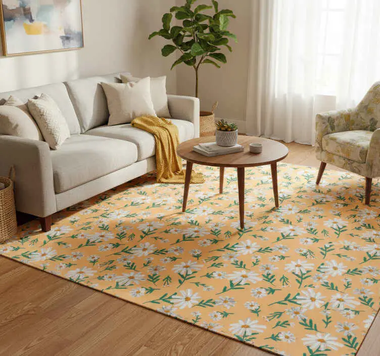Beställ idag Vinylmatta natur prästkrage blomma gul bakgrund