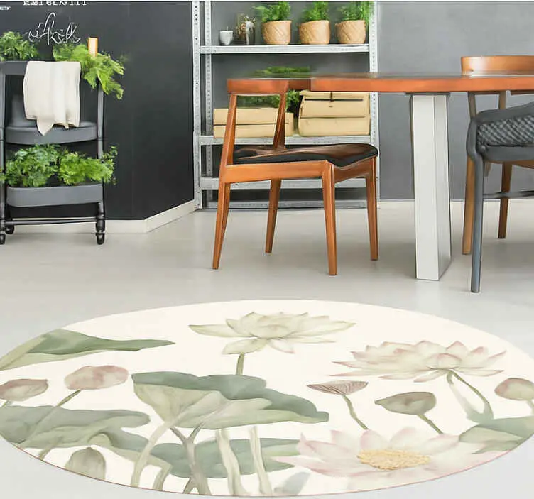 Premium Vattniga botaniska blommor Vinylmatta Matsal