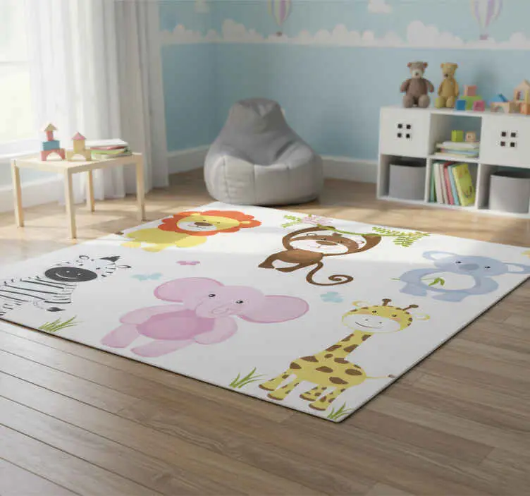 Vinylmatta barn färgglada baby djur Endast idag