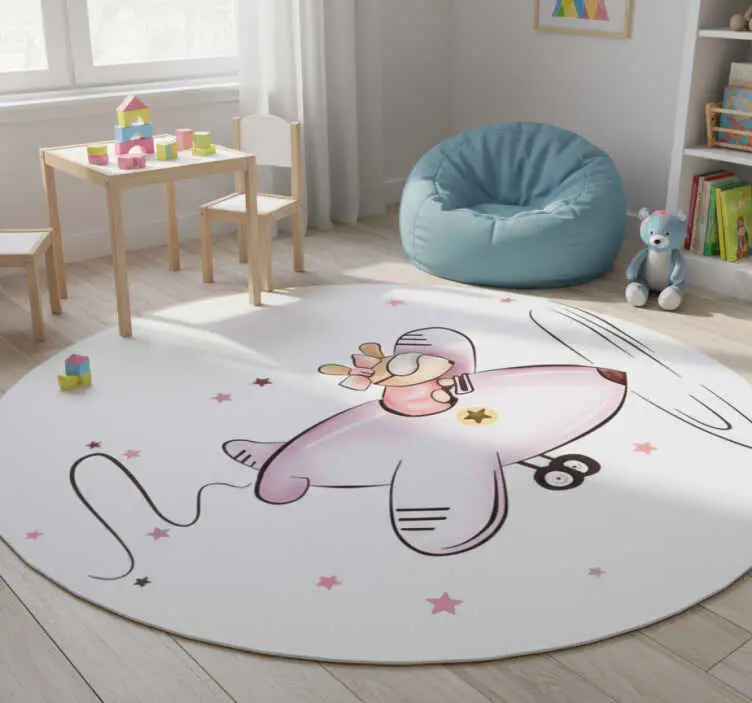 Nyhet Vinylmatta barn liten mus på ett fly