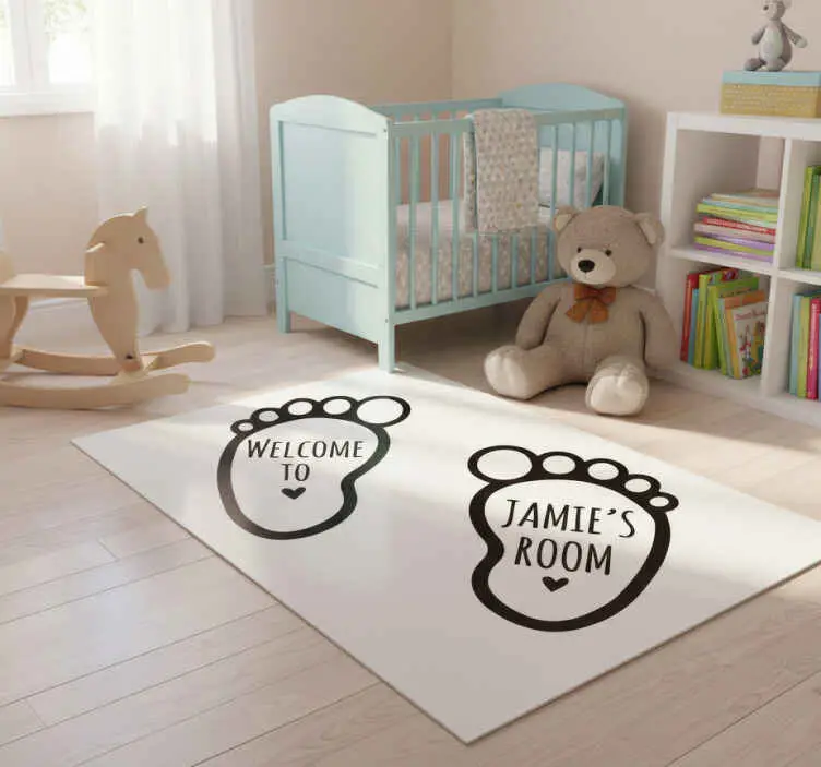 Populärt val Vinylmatta barn med namn på babyns fötter
