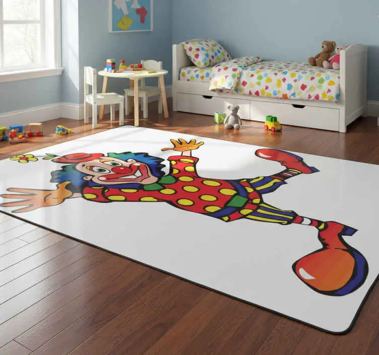 Snabb leverans Dansande färgglad clown vinylmatta barn