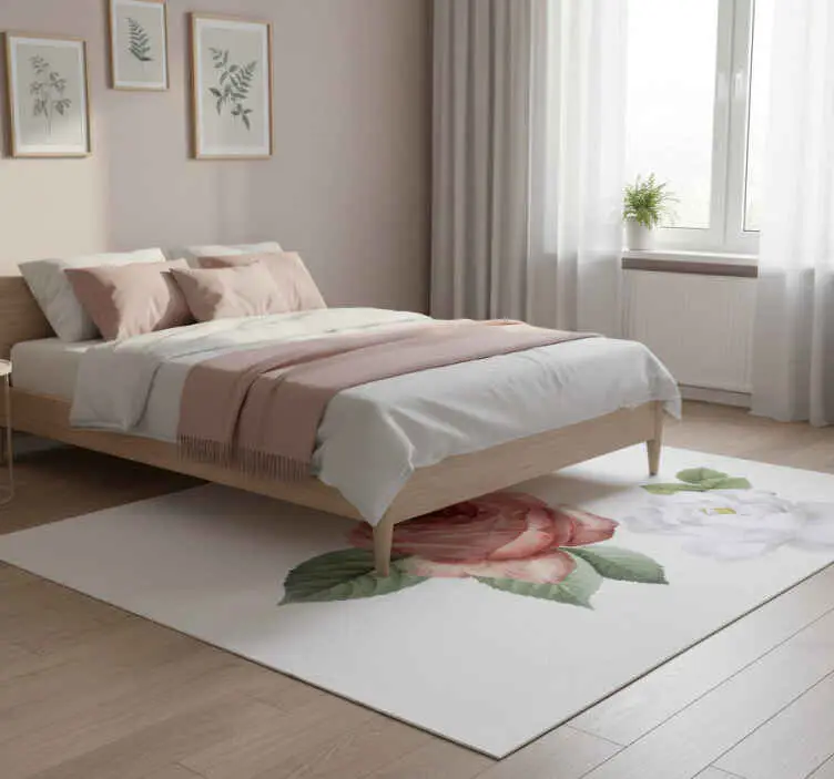 Vinylmatta sovrum vita och rosa rosor Begränsat antal