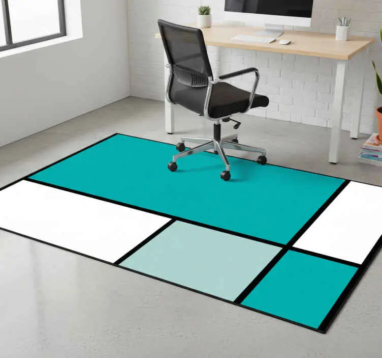 Erbjudande Vinylmatta geometrisk gröna kvadrater