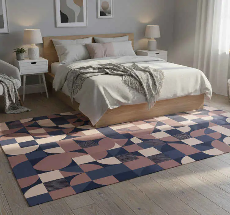 Endast denna vecka Vinylmatta sovrum abstract lila geometrisk design