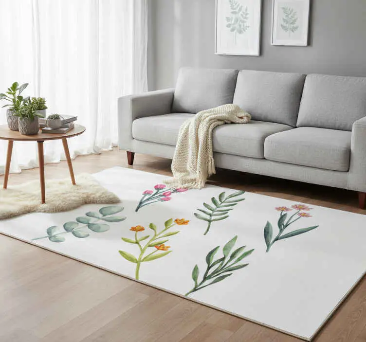 Lägg i varukorgen Vinylmatta blommor och växter växtgrenar